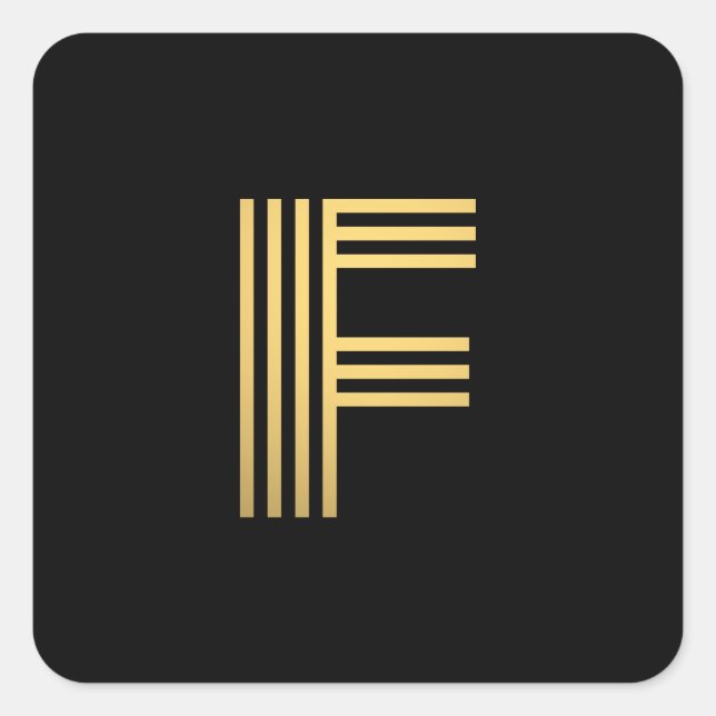 Pegatina Cuadrada Monograma de oro moderno (Anverso)