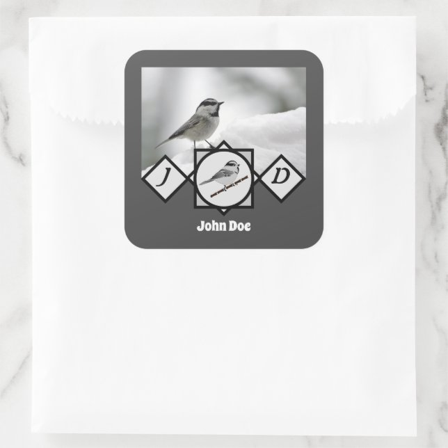 Pegatina Cuadrada Monograma de pollo de montaña Adorable (Bolso)