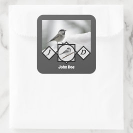 Pegatina Cuadrada Monograma de pollo de montaña Adorable