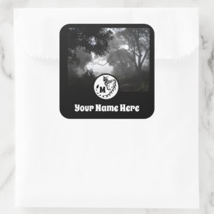 Pegatina Cuadrada Monograma de silueta genética grande localizada