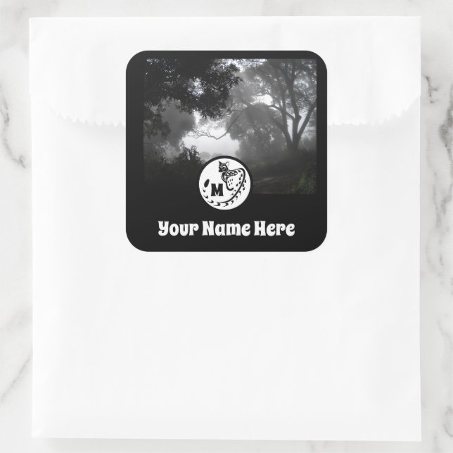 Pegatina Cuadrada Monograma de silueta genética grande localizada (Bolso)