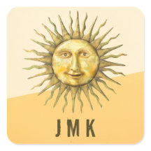 Monograma del bloque de color de la cara de sol ce