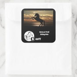 Pegatina Cuadrada Monograma del club de equitación y golf