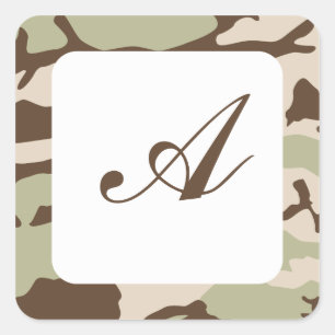 Pegatina Cuadrada Monograma del desierto de Camo