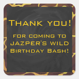 Pegatina Cuadrada Monograma Giraffe Brown, amarillo Print