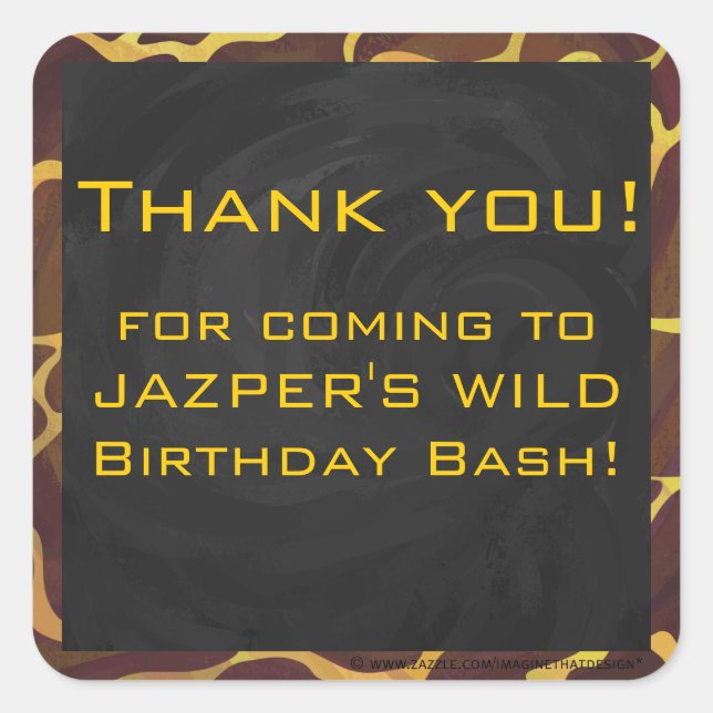 Pegatina Cuadrada Monograma Giraffe Brown, amarillo Print (Anverso)