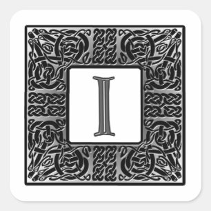 Pegatina Cuadrada Monograma "I" Celta Plata