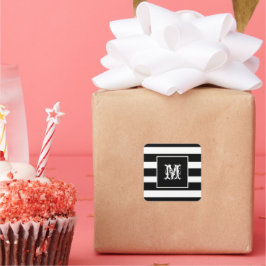 Pegatina Cuadrada Monograma Inicial Clase Chic Genial B & M Rayado