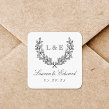 Monograma Inicial de Bodas de Laurel Clásico