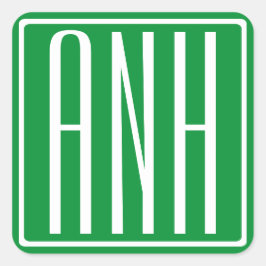 Pegatina Cuadrada Monograma inicial | Verde y blanco