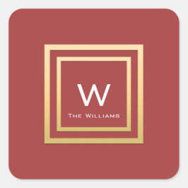 Pegatina Cuadrada Monograma Marco dorado Minimalismo Geometría Refri