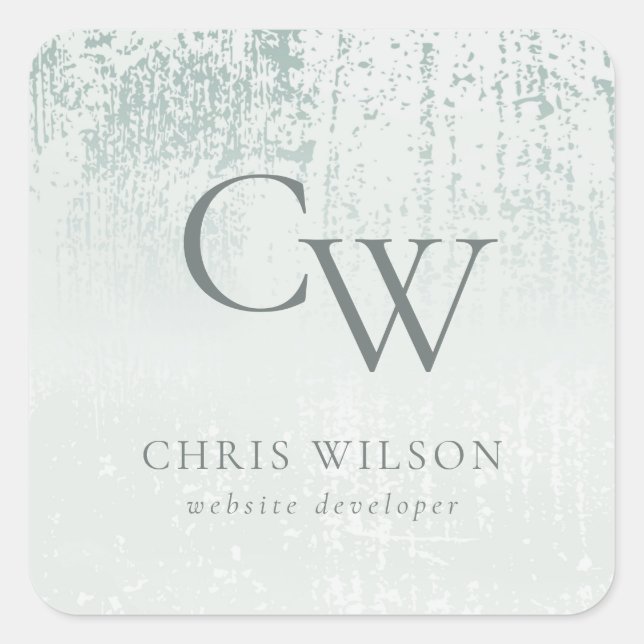 Pegatina Cuadrada Monograma metálico cepillado Verde azulado Plata A (Anverso)