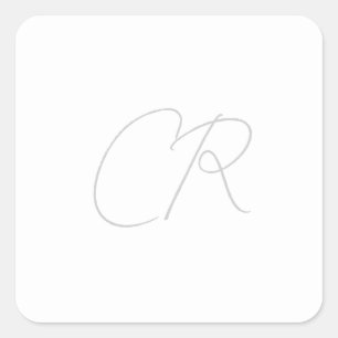Pegatina Cuadrada Monograma minimalista moderno personalizable y edi