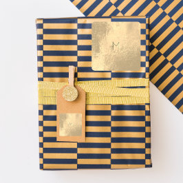 Pegatina Cuadrada Monograma mínimo en polvo Metalizado Rubor de cuer