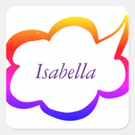 Pegatina Cuadrada Monograma moderno de la chica arcoiris