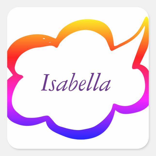 Pegatina Cuadrada Monograma moderno de la chica arcoiris (Anverso)