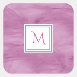 Pegatina Cuadrada Monograma moderno de mármol sutil morado simple