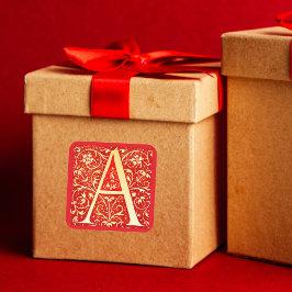 Pegatina Cuadrada Monograma ornamental antiguo - A mayúscula