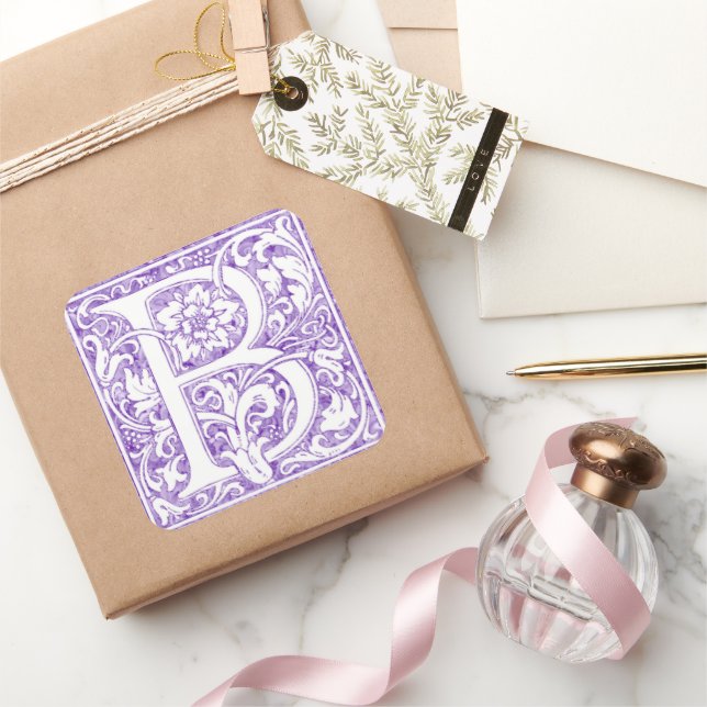 Pegatina Cuadrada Monograma Ornate "B" (Regalar)