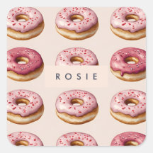 Monograma Patrón de donut rosado personalizado