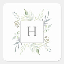Monograma personalizado acuarela botánica inicial