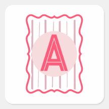Monograma Personalizado Rosa con Borde Ondulado