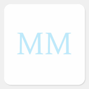 Pegatina Cuadrada Monograma profesional minimalista azul y blanco