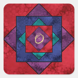 Pegatina Cuadrada Monograma Quilt Square
