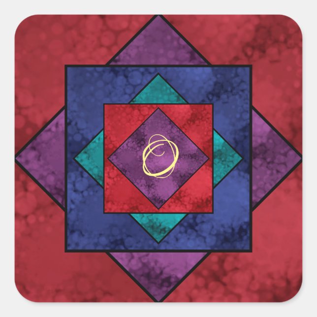 Pegatina Cuadrada Monograma Quilt Square (Anverso)