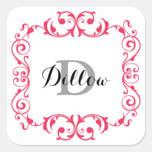 Pegatina Cuadrada Monograma rojo