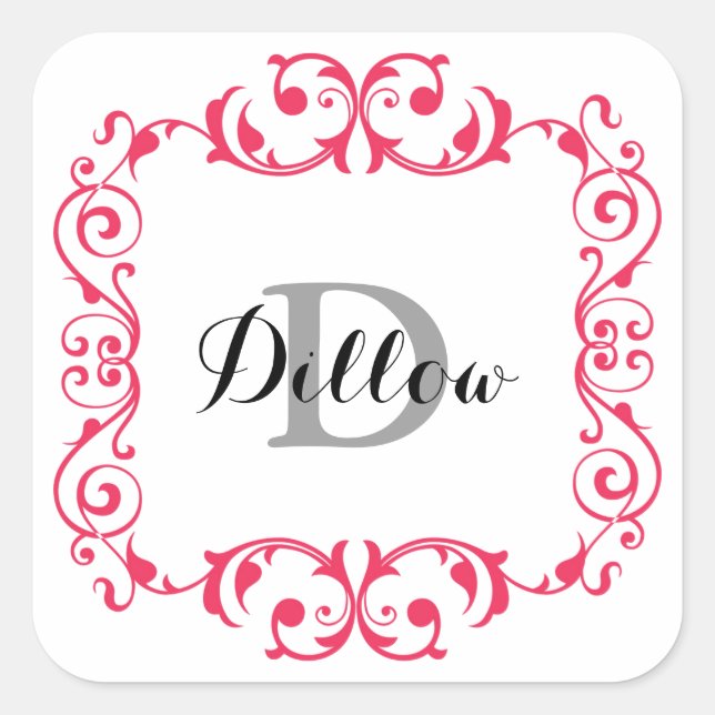 Pegatina Cuadrada Monograma rojo (Anverso)