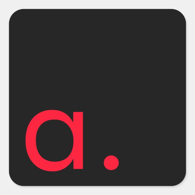 Pegatina Cuadrada Monograma rojo negro Letra inicial lino moderno (Anverso)