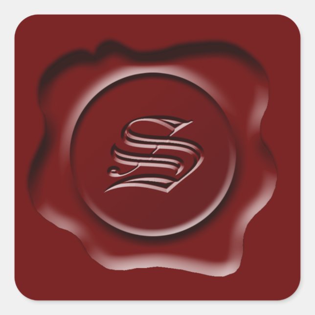 Pegatina Cuadrada Monograma S de sellado de cera (Anverso)