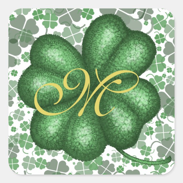 Pegatina Cuadrada Monograma Shamrock (Anverso)