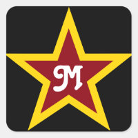 Monograma simple de Personalizado rojo y amarillo 