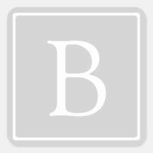 Pegatina Cuadrada Monograma simple gris claro