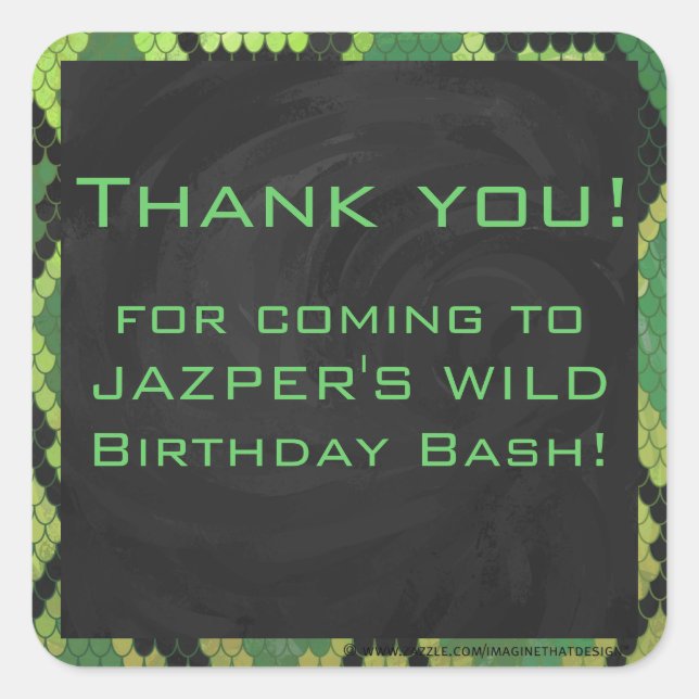 Pegatina Cuadrada Monograma Snake Verde y Negro (Anverso)