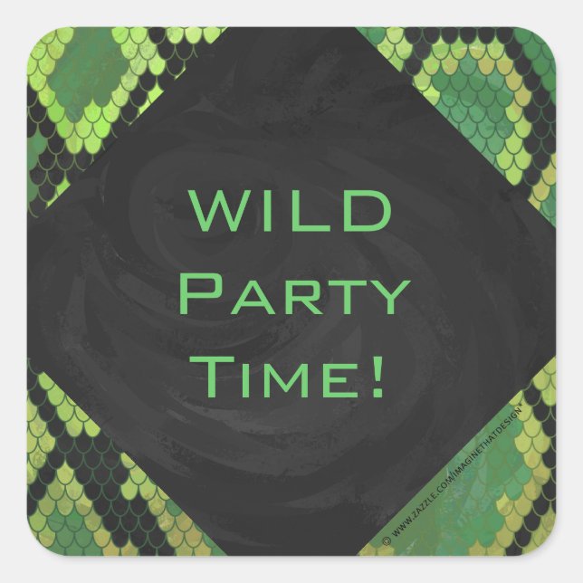 Pegatina Cuadrada Monograma Snake Verde y Negro (Anverso)