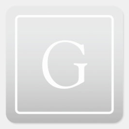 Pegatina Cuadrada Monograma sutil gradiente gris claro