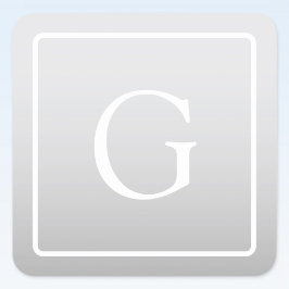 Pegatina Cuadrada Monograma sutil gradiente gris claro