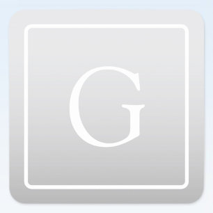 Pegatina Cuadrada Monograma sutil gradiente gris claro