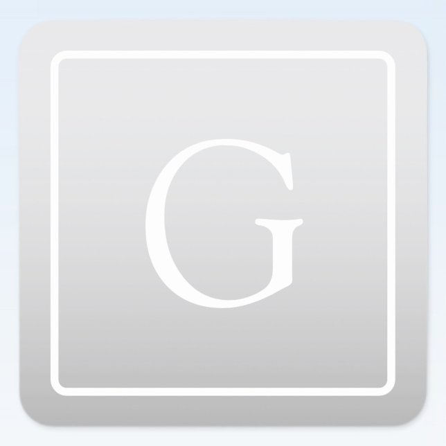 Pegatina Cuadrada Monograma sutil gradiente gris claro (Subido por el creador)