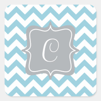 Pegatina Cuadrada Monograma Zigzag azul y blanco