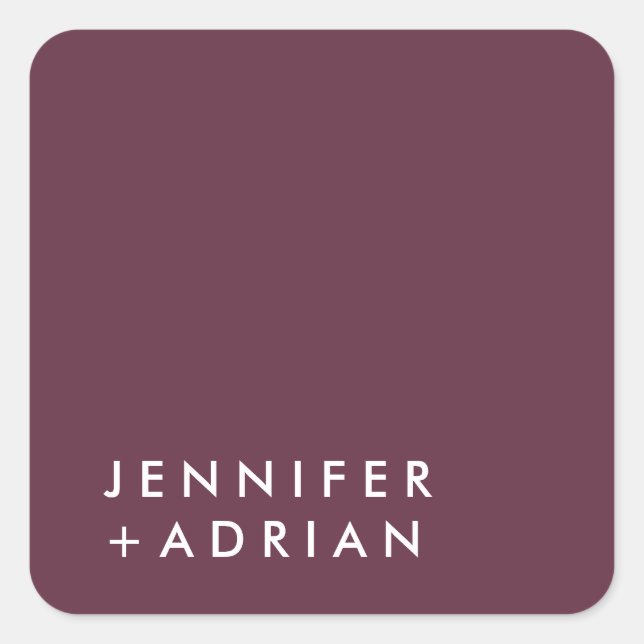 Pegatina Cuadrada monogramado, nombre, (Anverso)