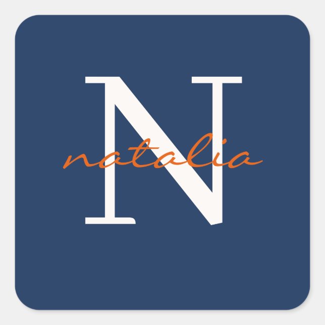 Pegatina Cuadrada monogramado personalizado (Anverso)