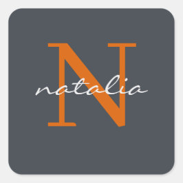 Pegatina Cuadrada monogramado personalizado