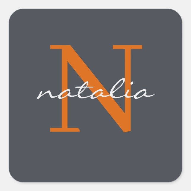 Pegatina Cuadrada monogramado personalizado (Anverso)