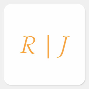 Pegatina Cuadrada Monogramas de Naranja de Calabaza Otoño Invierno B