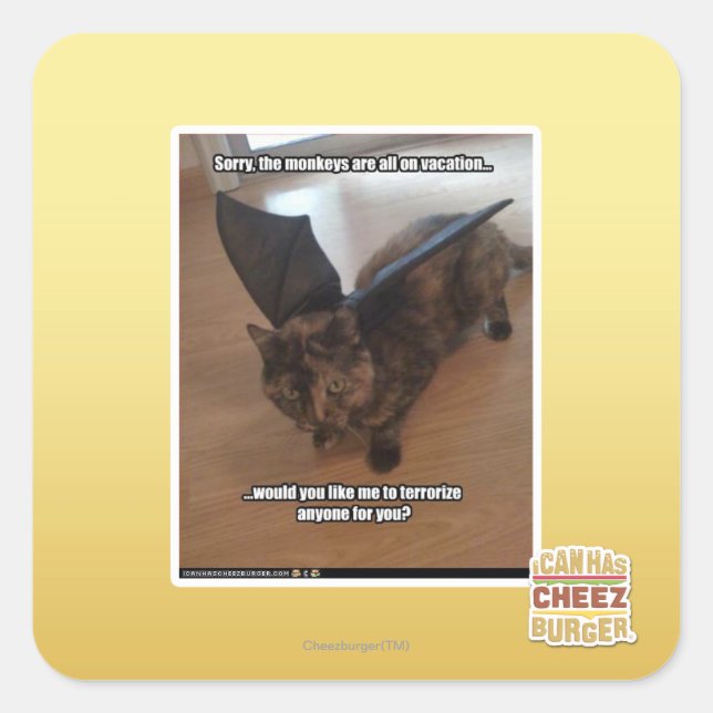 Pegatina Cuadrada Monos de vacaciones (Anverso)