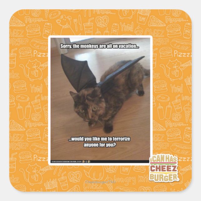 Pegatina Cuadrada Monos de vacaciones (Anverso)